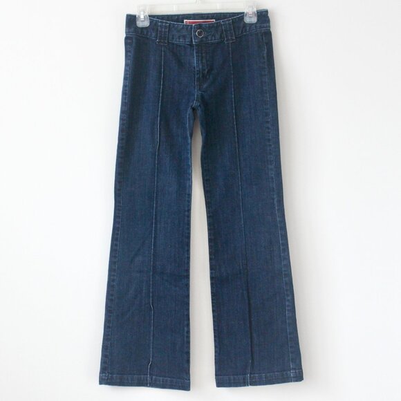 GAP Vintage Y2K Blue Denim Dark Wash Front Seam Wide-Leg Denim Jeans 1 - Picture 1 of 5